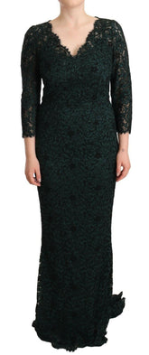 Dolce & Gabbana Green Floral Lace Maxi Floor Length Dress -   -  Dolce & Gabbana.